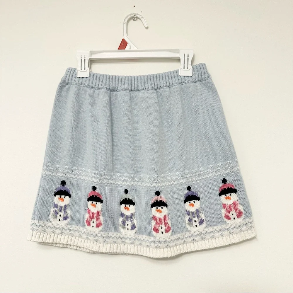 Gymboree Girls size 10 Cotton Knit Snowman Sweater Skirt Little Snowflake Line